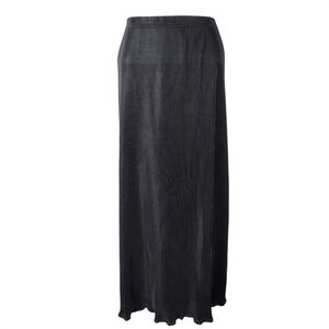 T.R. Bentley Black Micro Pleated Maxi Skirt Elastic Waist XL chic vamp goth‎
